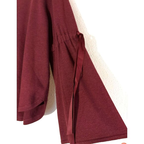 NWT Max Studio Heathered Burgundy Bell Sleeve Sweater Size XL - Picture 5 of 9
